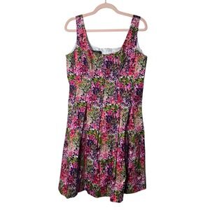 Nine West Floral Fit and Flare Dress Abstract Floral Sleeveless Pockets Party 12